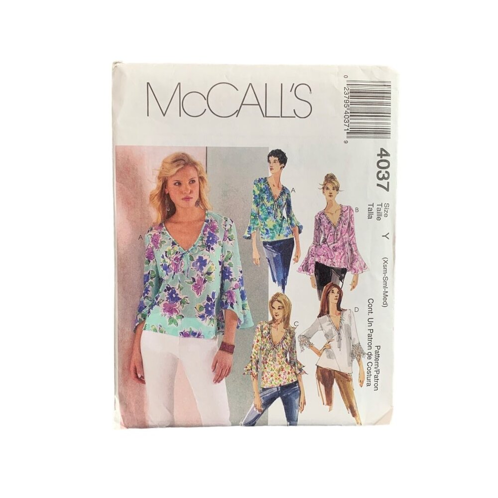 McCalls 4037 Misses Top Sewing Pattern Size -4-6-8-10-12-14 uncut